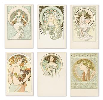 ALPHONSE MUCHA (1860-1939).  [ALPHONSE MUCHA POSTCARDS]. Collection of 115 postcards. Circa 1898-1911. Each approximately 5½x3½ inches,